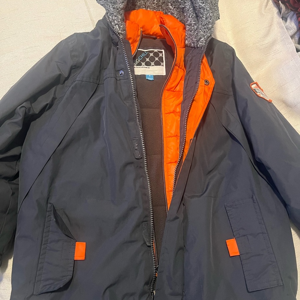 Big Chill Charcoal and Bright Orange Jacket for boy.